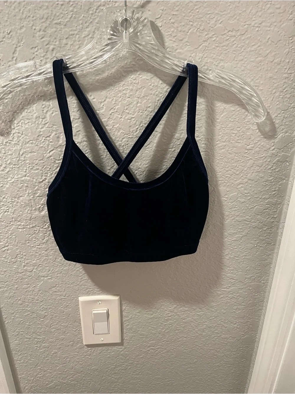 Jr Girls 3 Piece Dance Costume - Navy Velvet Bralette, Pants and Top